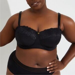 NWT Ashley Stewart Lace Trim Full Coverage Convertible Butterfly Bra Black 46DD